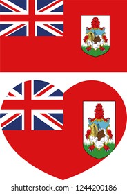 Bermuda flag in a heart shape, sticker, country, world, language, school, international, national, eps 10