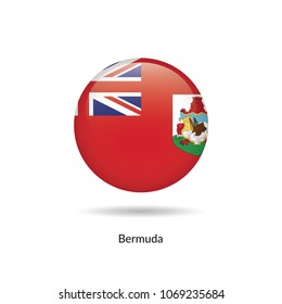 Bermuda flag - round glossy button. Vector Illustration.