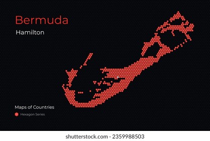 Bermuda, Hamilton, Caribbean Nations set. Creative vector map. Maps of Countries. Central America. Hexagon Series