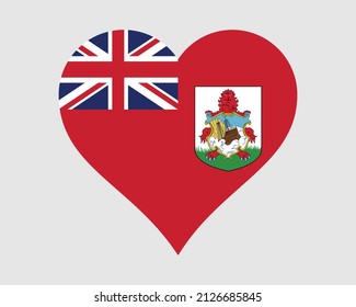 Bermuda Heart Flag. Somers Isles Love Shape Flag. The Bermudas British Overseas Territory Banner Icon Sign Symbol Clipart. EPS Vector Illustration.