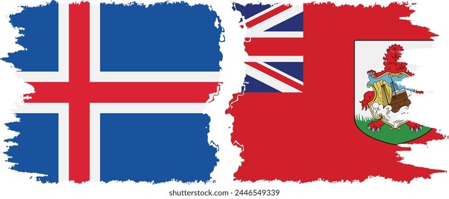 Bermudas e Islandia grunge banderas conexión, Vector