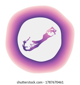 Icono de las Bermudas. Logo de degradados de color de la isla. Signo redondeado de color rojo púrpura de las Bermudas con un mapa para su diseño. Ilustración vectorial.