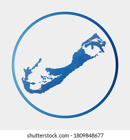 Bermuda icon. Polygonal map of the island in gradient ring. Round low poly Bermuda sign. Vector illustration.