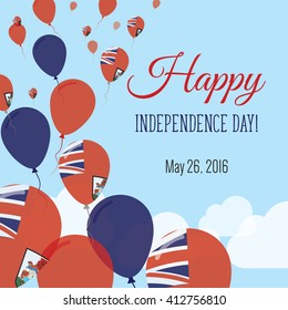 Bermuda Independence Day Greeting Card. Flying Flat Balloons In National Colors of Bermuda. Happy Independence Day Vector Illustration. Bermudian Flag Balloons.