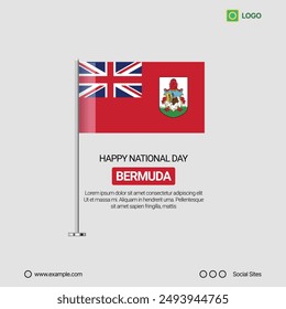 Bermuda Independence Day Social Media Banner, Editable Vector Design with Flag