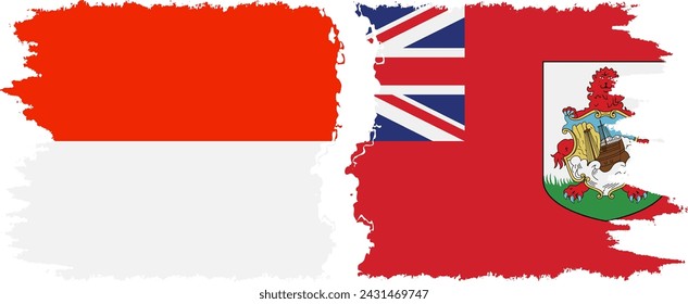 Bermudas e Indonesia grunge banderas de conexión, vector