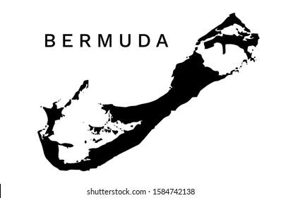 Bermuda Island Map Vector Blank Silhouette Isolated on White