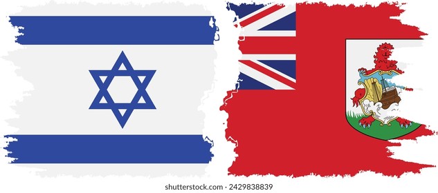 Bermuda and Israel grunge flags connection, vector