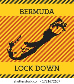 Bermuda Lock Down Sign. Yellow island pandemic danger icon. Vector illustration.