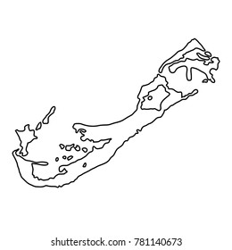 Bermuda map of black contour curves on white background of vector illustration