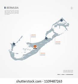 Bermuda map with borders, cities, capital Hamilton and administrative divisions. Infographic vector map. Editable layers clearly labeled.
