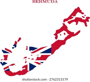 Bermuda Map Flag British Territory Vector Outline with Red Ensign