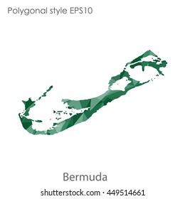 Bermuda map in geometric polygonal style.Abstract triangle,modern design background.Vector Illustration EPS10.