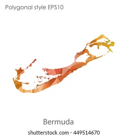 Bermuda map in geometric polygonal style.Abstract triangle,modern design background.Vector Illustration EPS10.