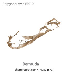 Bermuda map in geometric polygonal style.Abstract triangle,modern design background.Vector Illustration EPS10.