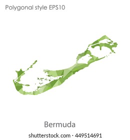 Bermuda map in geometric polygonal style.Abstract triangle,modern design background.Vector Illustration EPS10.