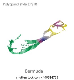Bermuda map in geometric polygonal style.Abstract triangle,modern design background.Vector Illustration EPS10.