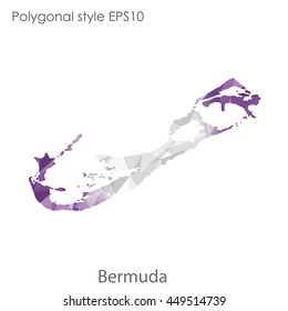 Bermuda map in geometric polygonal style.Abstract triangle,modern design background.Vector Illustration EPS10.