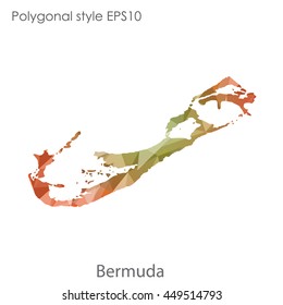 Bermuda map in geometric polygonal style.Abstract triangle,modern design background.Vector Illustration EPS10.
