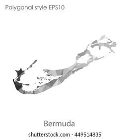Bermuda map in geometric polygonal style.Abstract triangle,modern design background.Vector Illustration EPS10.