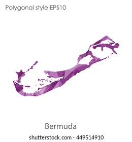 Bermuda map in geometric polygonal style.Abstract triangle,modern design background.Vector Illustration EPS10.