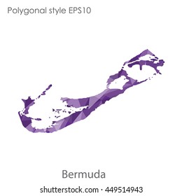 Bermuda map in geometric polygonal style.Abstract triangle,modern design background.Vector Illustration EPS10.