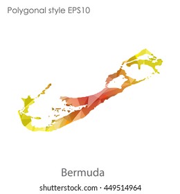 Bermuda map in geometric polygonal style.Abstract triangle,modern design background.Vector Illustration EPS10.