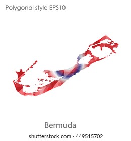 Bermuda map in geometric polygonal style.Abstract triangle,modern design background.Vector Illustration EPS10.