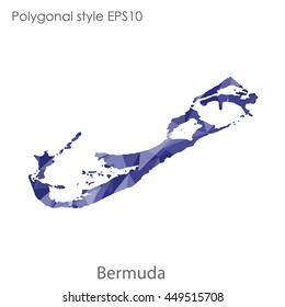 Bermuda map in geometric polygonal style.Abstract triangle,modern design background.Vector Illustration EPS10.