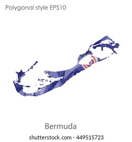 Bermuda map in geometric polygonal style.Abstract triangle,modern design background.Vector Illustration EPS10.
