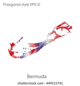 Bermuda map in geometric polygonal style.Abstract triangle,modern design background.Vector Illustration EPS10.