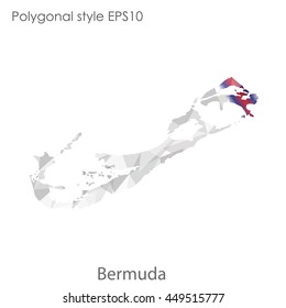 Bermuda map in geometric polygonal style.Abstract triangle,modern design background.Vector Illustration EPS10.