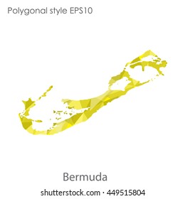 Bermuda map in geometric polygonal style.Abstract triangle,modern design background.Vector Illustration EPS10.