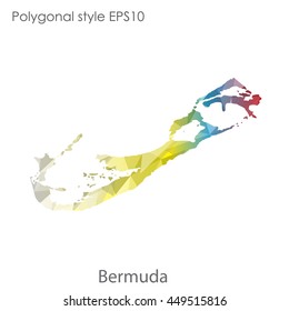 Bermuda map in geometric polygonal style.Abstract triangle,modern design background.Vector Illustration EPS10.