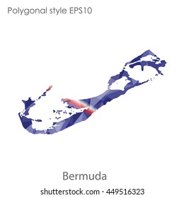 Bermuda map in geometric polygonal style.Abstract triangle,modern design background.Vector Illustration EPS10.