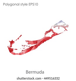 Bermuda map in geometric polygonal style.Abstract triangle,modern design background.Vector Illustration EPS10.
