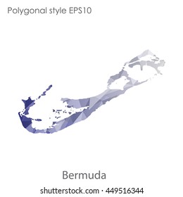 Bermuda map in geometric polygonal style.Abstract triangle,modern design background.Vector Illustration EPS10.