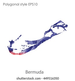 Bermuda map in geometric polygonal style.Abstract triangle,modern design background.Vector Illustration EPS10.