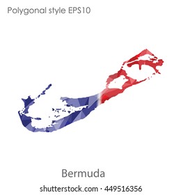 Bermuda map in geometric polygonal style.Abstract triangle,modern design background.Vector Illustration EPS10.