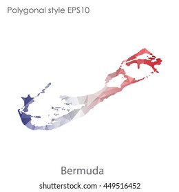 Bermuda map in geometric polygonal style.Abstract triangle,modern design background.Vector Illustration EPS10.