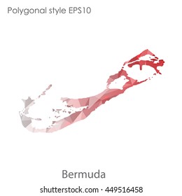 Bermuda map in geometric polygonal style.Abstract triangle,modern design background.Vector Illustration EPS10.