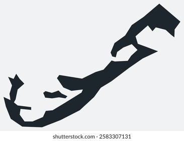 Bermuda map. Just a simple border map. Shape of the country. Flat blank Bermuda outline. Vector boundary illustration.
