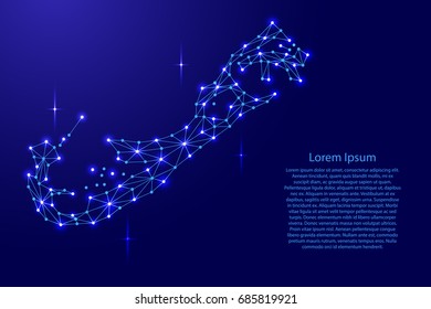 Bermuda map of polygonal mosaic lines network, rays and space stars of vector illustration.