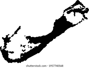 Bermuda map silhouette vector illustration isolayed on white background