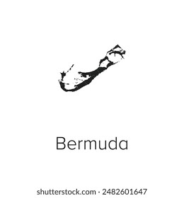 Bermuda Map Vector Illustration - Silhouette, Outline, Bermuda Travel and Tourism Map