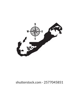 Bermuda Map Vector Illustration - Silhouette, Outline, Bermuda Travel and Tourism Map