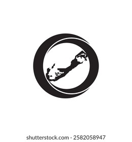Bermuda Map Vector Illustration - Silhouette, Outline, Bermuda Travel and Tourism Map