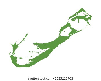 Ilustración de la silueta del Vector del mapa de las Bermudas aislada en el fondo blanco. Shape Bermuda mapa de sombras Plan. Territorio Británico de Ultramar en el Océano Atlántico Norte, América. 