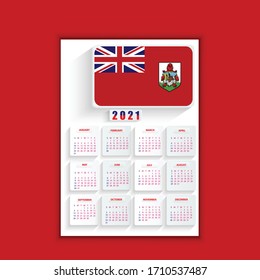 Bermuda New year  poster template design, new year 2021 calendar design, 2021 calendar, annual calendar 2021, One Page Wall Calendar 2021