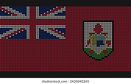 Bermuda official flag with grunge texture in mosaic dot style. Abstract pixel illustration of national flag with halftone effect for wallpaper. 